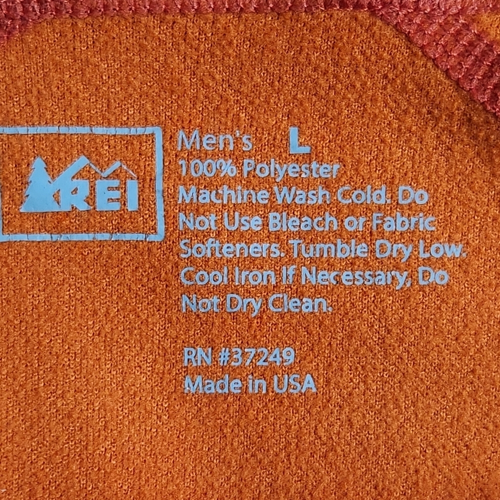 REI mens Large orange quarterzip medium-weight pullover active shirt - Picture 12 of 15